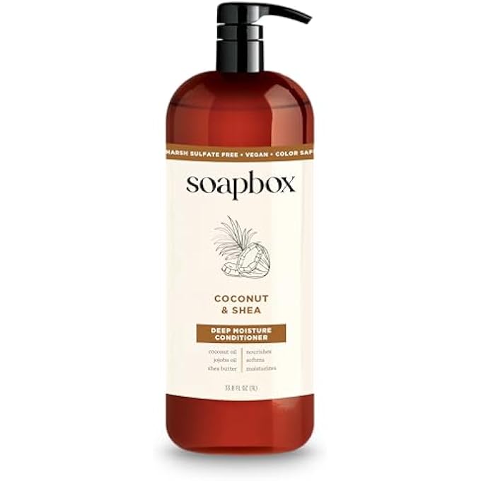 Soapbox COCONUT OIL CONDITIONER, SULFATE FREE, PARABEN FREE, SILICONE FREE, COLOR SAFE, AND VEGAN HAIR CONDITIONER (33.8OZ, PACK OF 1) - Image 2