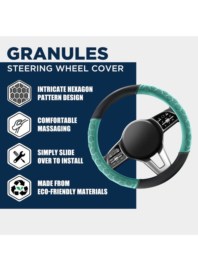 PIC AUTO Massage Steering Wheel Cover, Breathable Mint Football Pattern Material Spliced Leather Car Wheel Protector, Car Interior Accessories, Universal Fit 14.5"-15.5" for Cars, Trucks, Van, SUV - Image 3