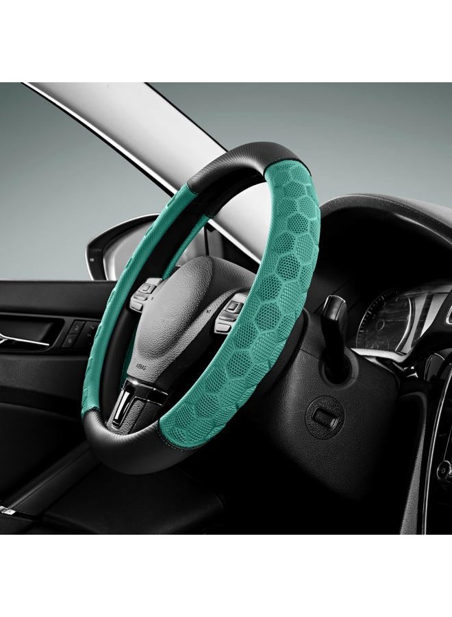PIC AUTO Massage Steering Wheel Cover, Breathable Mint Football Pattern Material Spliced Leather Car Wheel Protector, Car Interior Accessories, Universal Fit 14.5"-15.5" for Cars, Trucks, Van, SUV - Image 1