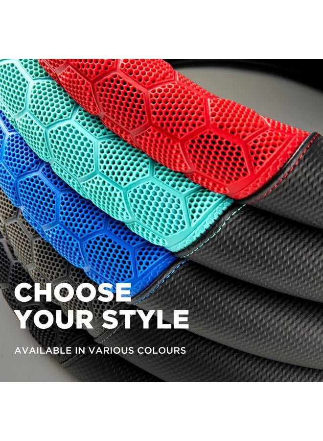 PIC AUTO Massage Steering Wheel Cover, Breathable Mint Football Pattern Material Spliced Leather Car Wheel Protector, Car Interior Accessories, Universal Fit 14.5"-15.5" for Cars, Trucks, Van, SUV - Image 5