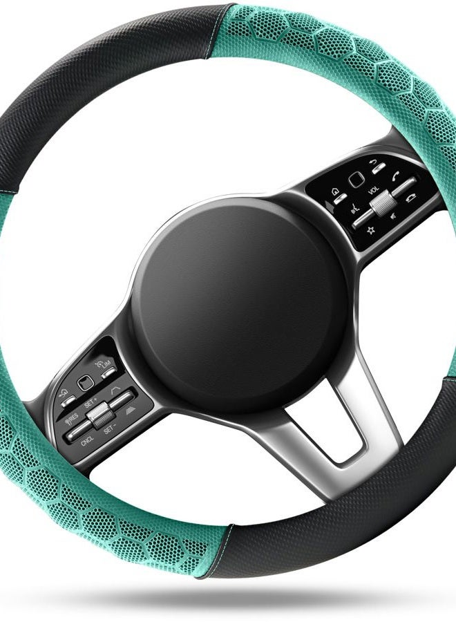 PIC AUTO Massage Steering Wheel Cover, Breathable Mint Football Pattern Material Spliced Leather Car Wheel Protector, Car Interior Accessories, Universal Fit 14.5"-15.5" for Cars, Trucks, Van, SUV - Image 2