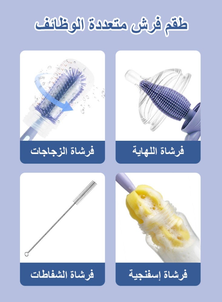 BBMORE 4-in-1 Silicone Baby Bottle Brush and Replace Sponge Brush Head with Stand – Bottle Cleaning Brushes Straw Brush Set BPA-Free Cleaning Kit for Bottles, Nipples , Cups and Straws, Blue - Image 2