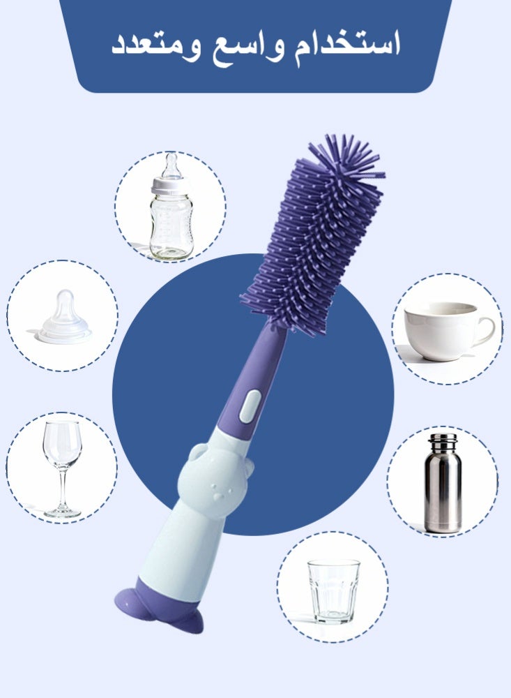 BBMORE 4-in-1 Silicone Baby Bottle Brush and Replace Sponge Brush Head with Stand – Bottle Cleaning Brushes Straw Brush Set BPA-Free Cleaning Kit for Bottles, Nipples , Cups and Straws, Blue - Image 5