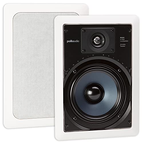 Polk Audio RC65i 2-Way Premium in-Wall 6.5 Speakers, Rectangular Indoor Speakers, Set of 2 Perfect for Damp and Humid Indoor Placement - Bath, Kitchen, Covered Porches (White, Paintable Grille) - Image 1
