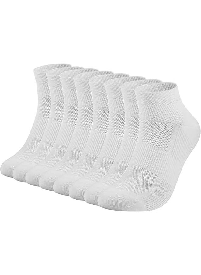 DUNISO 4 Pairs Women's White Cotton Ankle Socks, Comfort Breathable Socks，Non-Slip No Show Socks,Low Cut Ankle Sock,Women Short Socks Casual Cotton Sports Socks,Sizes 35-43，White  - Image 1