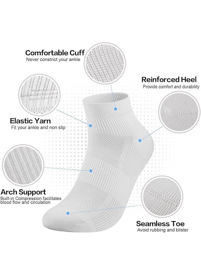 DUNISO 4 Pairs Women's White Cotton Ankle Socks, Comfort Breathable Socks，Non-Slip No Show Socks,Low Cut Ankle Sock,Women Short Socks Casual Cotton Sports Socks,Sizes 35-43，White  - Image 3