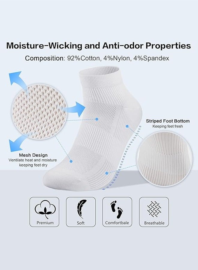 DUNISO 4 Pairs Women's White Cotton Ankle Socks, Comfort Breathable Socks，Non-Slip No Show Socks,Low Cut Ankle Sock,Women Short Socks Casual Cotton Sports Socks,Sizes 35-43，White  - Image 4