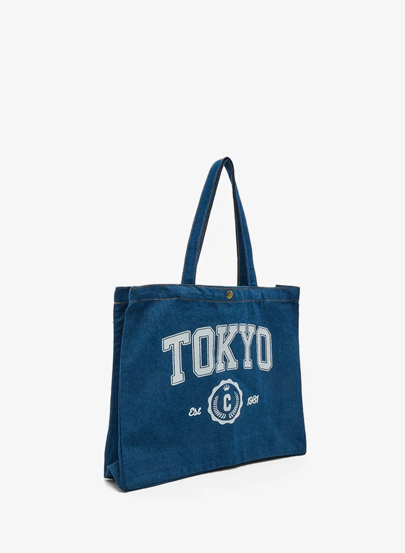 أر أند بي Printed Denim Shoulder Bag