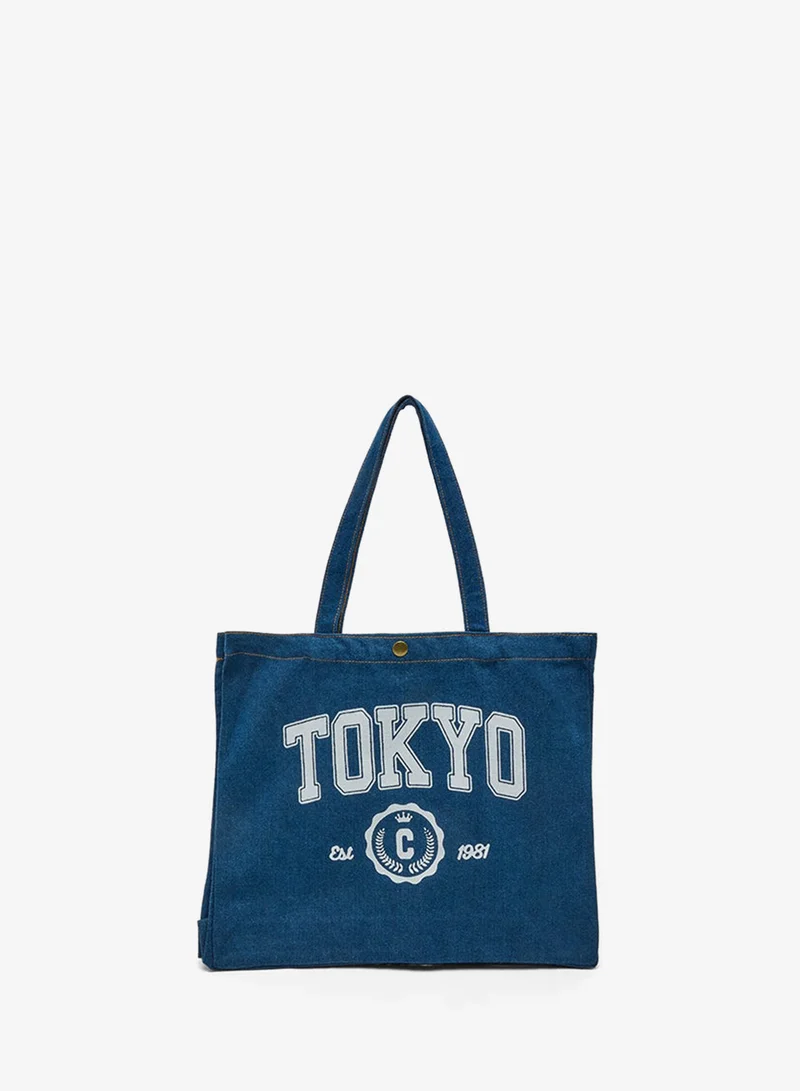 أر أند بي Printed Denim Shoulder Bag