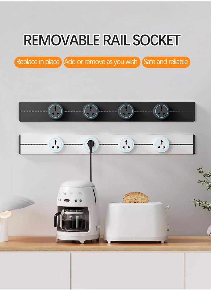 Beirui - 50cmComes with 4 power outlets, Removable safety power outlet, Portable power rail, Surface mounted rail socket with terminal block for kitchen, Bathroom and office. Length 50cm - Image 1