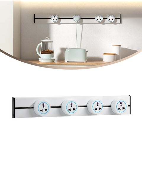 50cmComes with 4 power outlets, Removable safety power outlet, Portable power rail, Surface mounted rail socket with terminal block for kitchen, Bathroom and office. Length 50cm