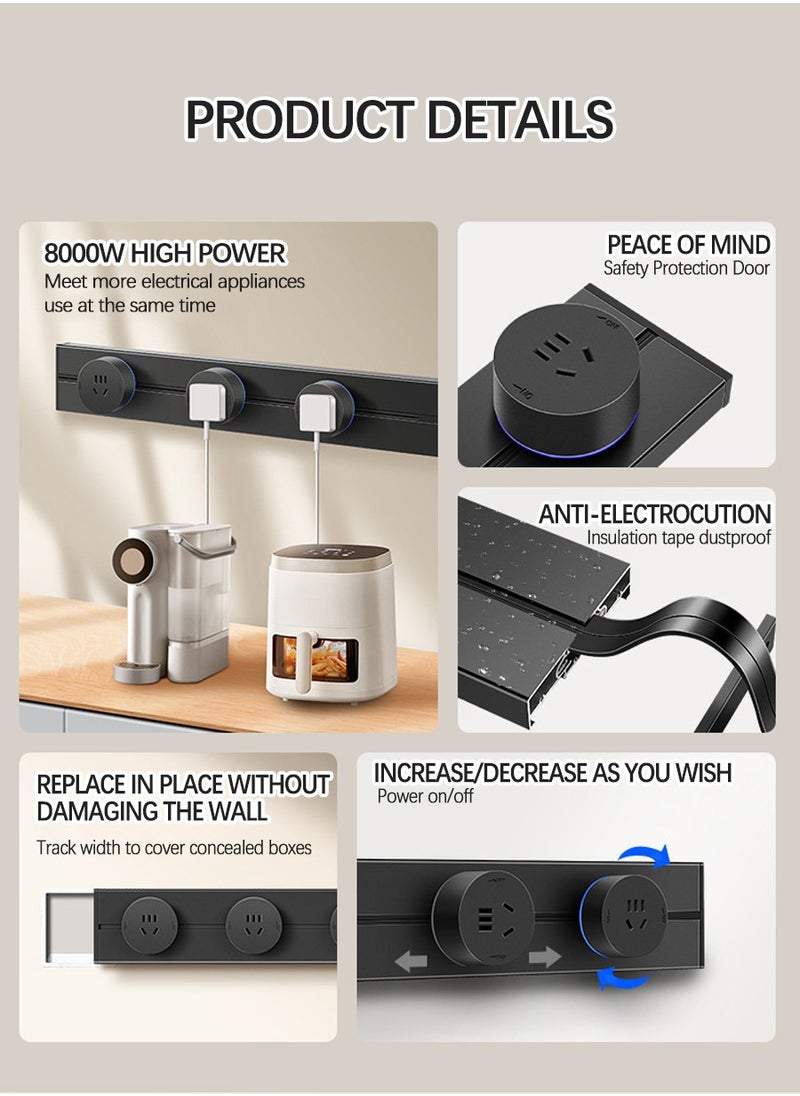 Beirui - 50cmComes with 4 power outlets, Removable safety power outlet, Portable power rail, Surface mounted rail socket with terminal block for kitchen, Bathroom and office. Length 50cm - Image 1