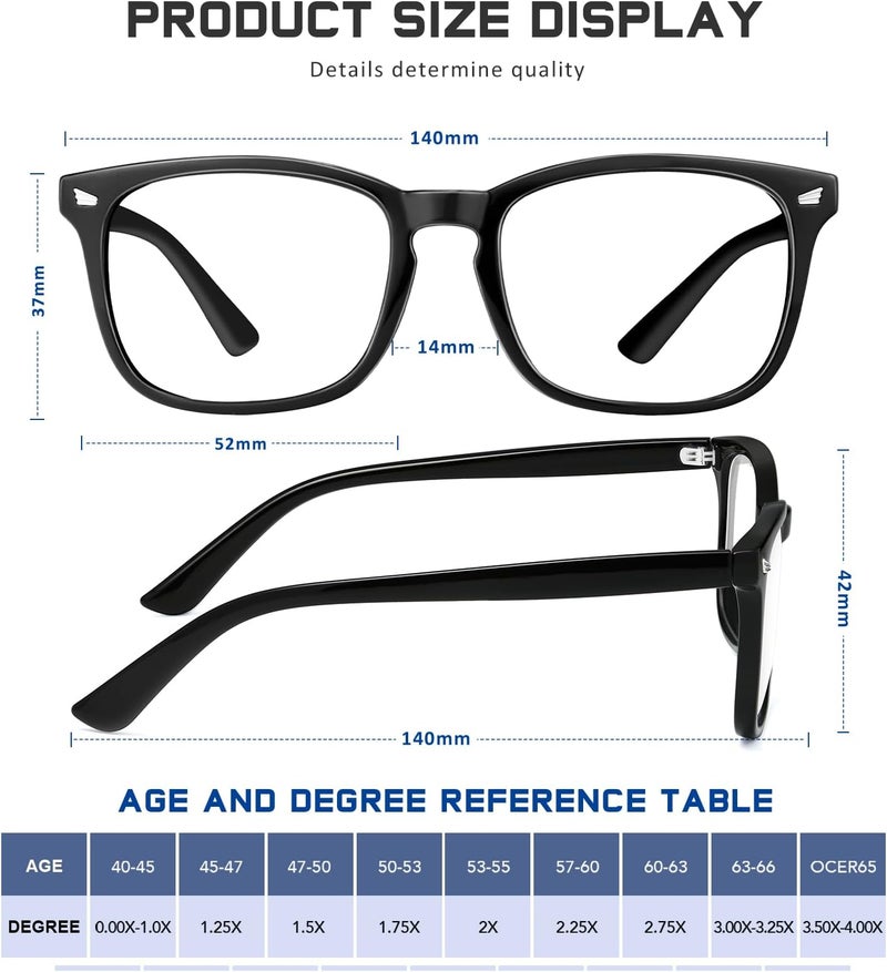 Jectieey نظارات قراءة للنساء والرجال - نظارات مضادة للوهج وحجب الضوء الأزرق، نظارات متينة - Image 3