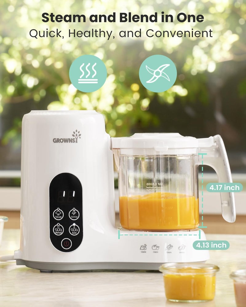 GROWNSY Baby Food Maker with Steam Basket, One Step Baby Food Processor Steamer Puree Blender Grinder Mills Machine, Auto Cooking Grinding and Sterili-zing for Healthy Homemade Baby Food, BPA-Free - Image 2