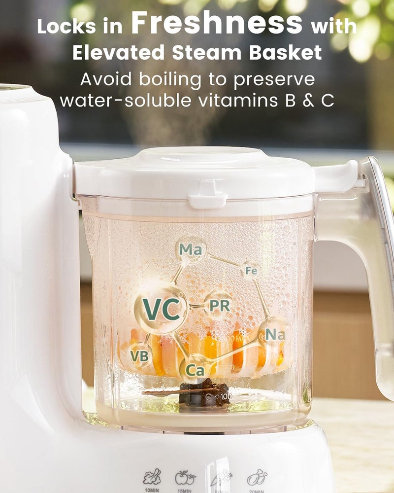 GROWNSY Baby Food Maker with Steam Basket, One Step Baby Food Processor Steamer Puree Blender Grinder Mills Machine, Auto Cooking Grinding and Sterili-zing for Healthy Homemade Baby Food, BPA-Free - Image 3