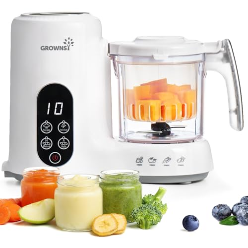 GROWNSY Baby Food Maker with Steam Basket, One Step Baby Food Processor Steamer Puree Blender Grinder Mills Machine, Auto Cooking Grinding and Sterili-zing for Healthy Homemade Baby Food, BPA-Free - Image 1