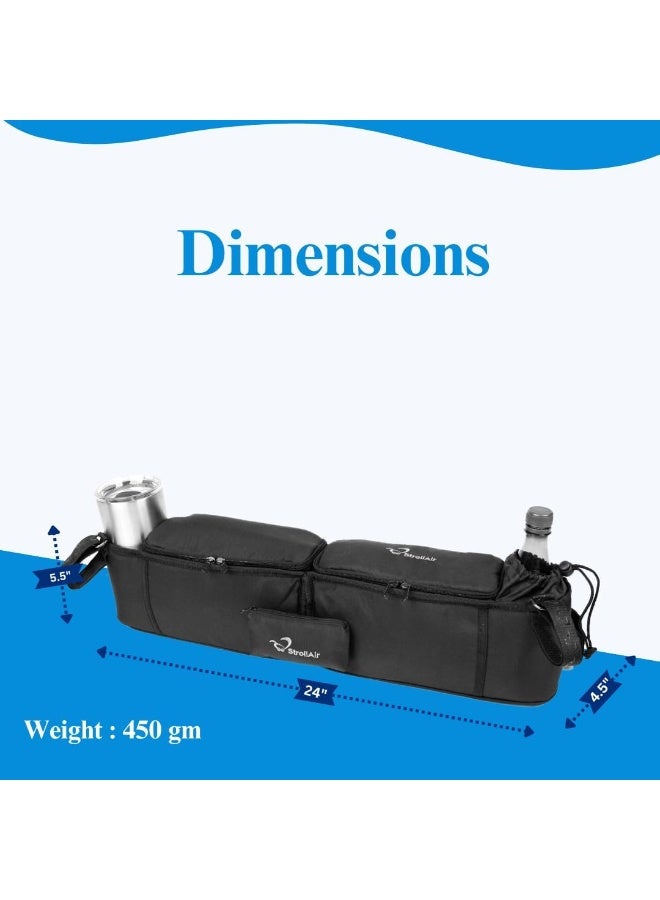 StrollAir - Universal Best Double Parent Stroller Organizer Caddy Insulated Cup Holder Console - Image 3