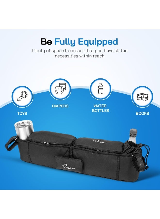 StrollAir - Universal Best Double Parent Stroller Organizer Caddy Insulated Cup Holder Console - Image 5