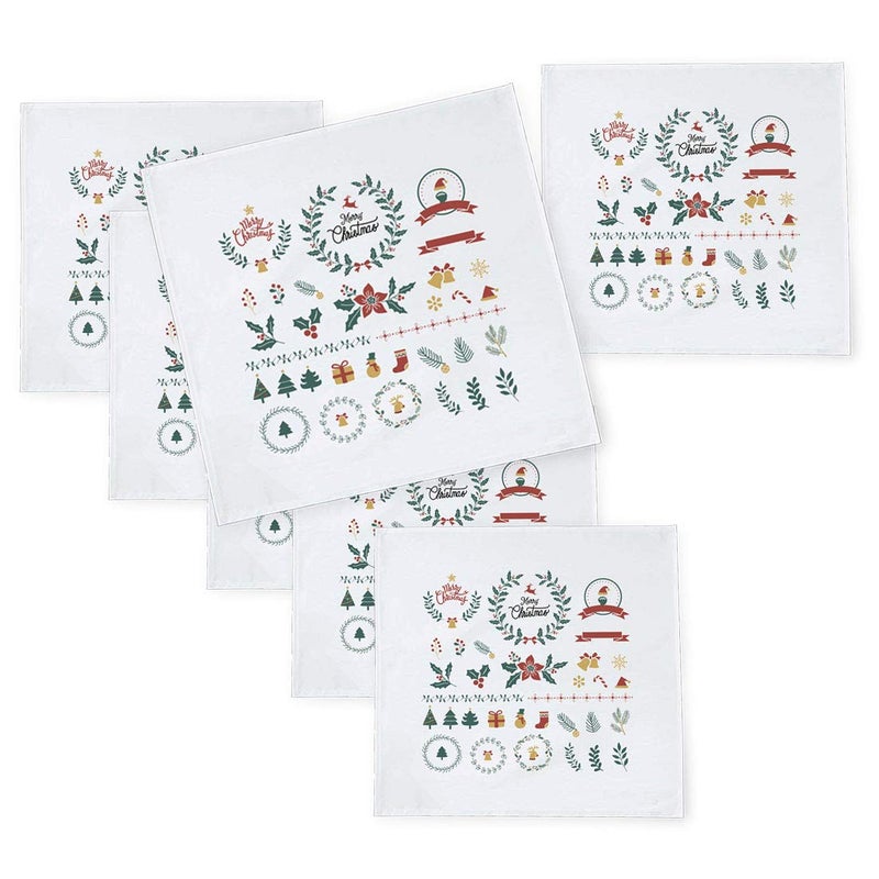 Khakee مناديل طاولة حرير تفطة بموضوع عيد الميلاد 6 قطع 10x10 لتزيين عيد الميلاد زينة عيد الميلاد هدية عيد الميلاد npxmas60P - Image 1