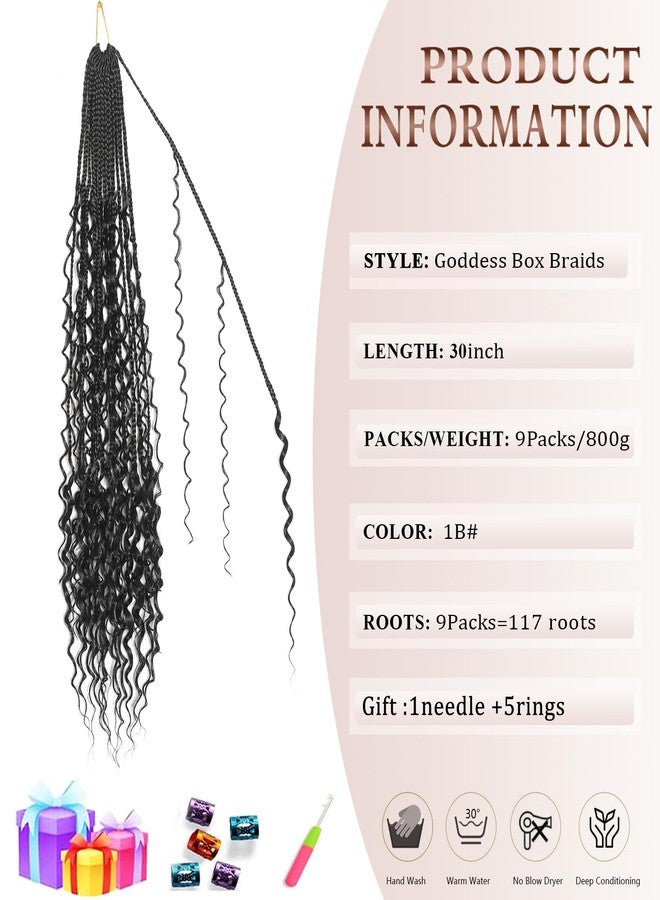 فلاج شيب شعر كروشيه ضفائر بوكس من فلاجشيب جوديس، 30 بوصة، 9 عبوات، ضفائر كروشيه بوهيمية بأطراف مجعدة، شعر كروشيه ضفائر بوكس بوهيمية معقودة مسبقًا للنساء ذوات البشرة السمراء - 1B - Image 2