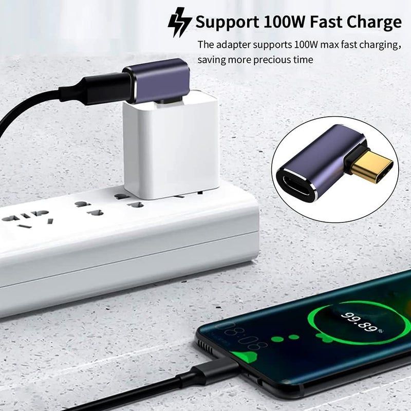 DuHeSin USB C Right Angle Adapter PD Right Angle USB C Adapter 40Gbps, 90 Degree USB C Adapter Male to Female USB C L Shape Adapter with 8K@60Hz Video for i-Pad, Mac-Book,Thunderbolt 4/3 AE-0944CC - Image 3