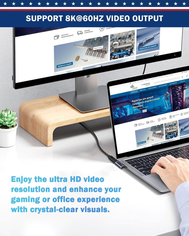 DuHeSin USB C Right Angle Adapter PD Right Angle USB C Adapter 40Gbps, 90 Degree USB C Adapter Male to Female USB C L Shape Adapter with 8K@60Hz Video for i-Pad, Mac-Book,Thunderbolt 4/3 AE-0944CC - Image 5