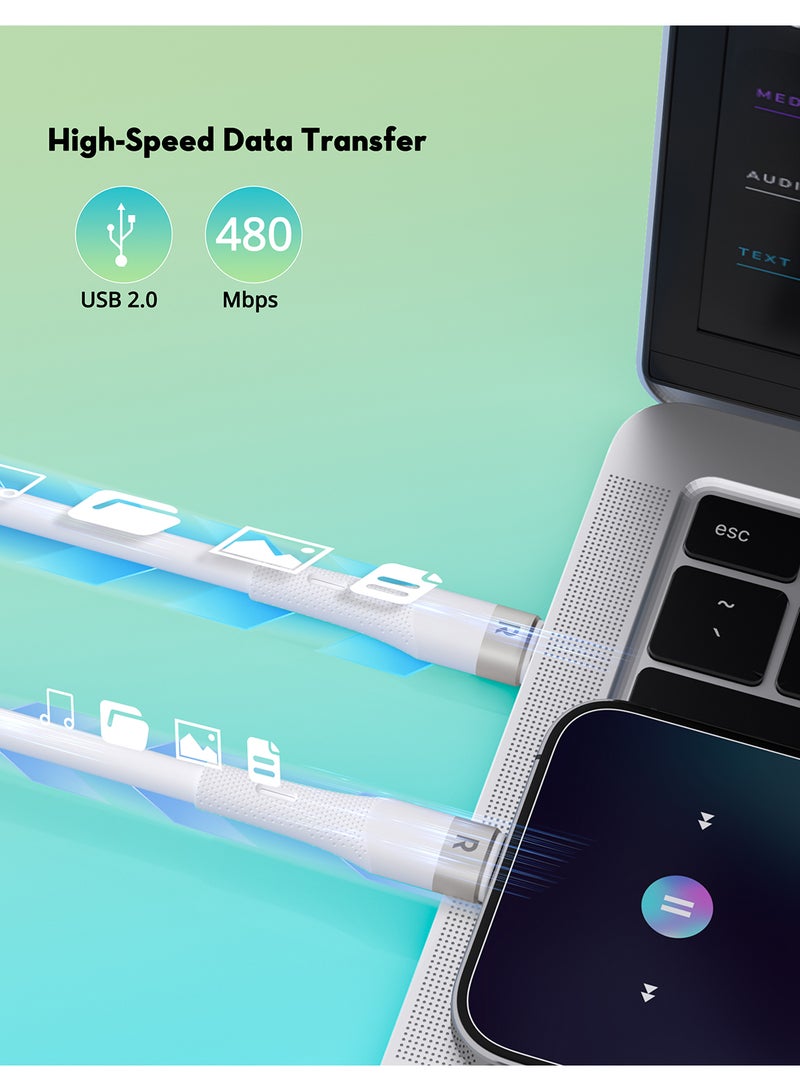 RAVPOWER 60W Silicone C-C Cable 1.2M White - Image 5