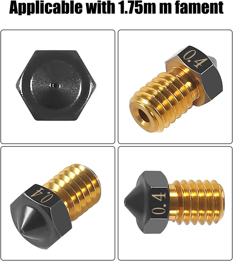 AITIAO 12pcs Upgrade V5 V6 3D Printer Brass Nozzle 0.4mm PTFE Coated Nozzles Non-Stick PLA Extruder Print Head Nozzle for 1.75mm Ender3 Pro CR10/S Hotend - Image 5