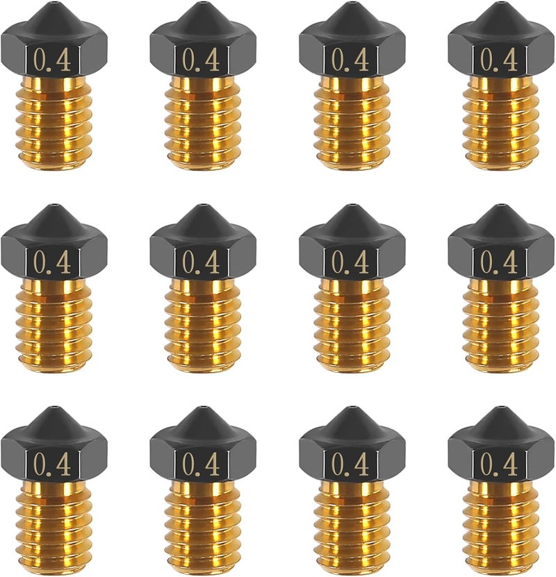 AITIAO 12pcs Upgrade V5 V6 3D Printer Brass Nozzle 0.4mm PTFE Coated Nozzles Non-Stick PLA Extruder Print Head Nozzle for 1.75mm Ender3 Pro CR10/S Hotend - Image 1
