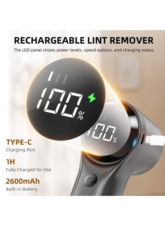Electric Fabric Shaver Rechargeable Lint Remover, 6 Blade Sweater Defuzzer with LED Display & 3 Speeds, Portable Clothes Fuzz Remover for Clothing, Sofa, Blanket, Upholstery & Furniture - Image 3