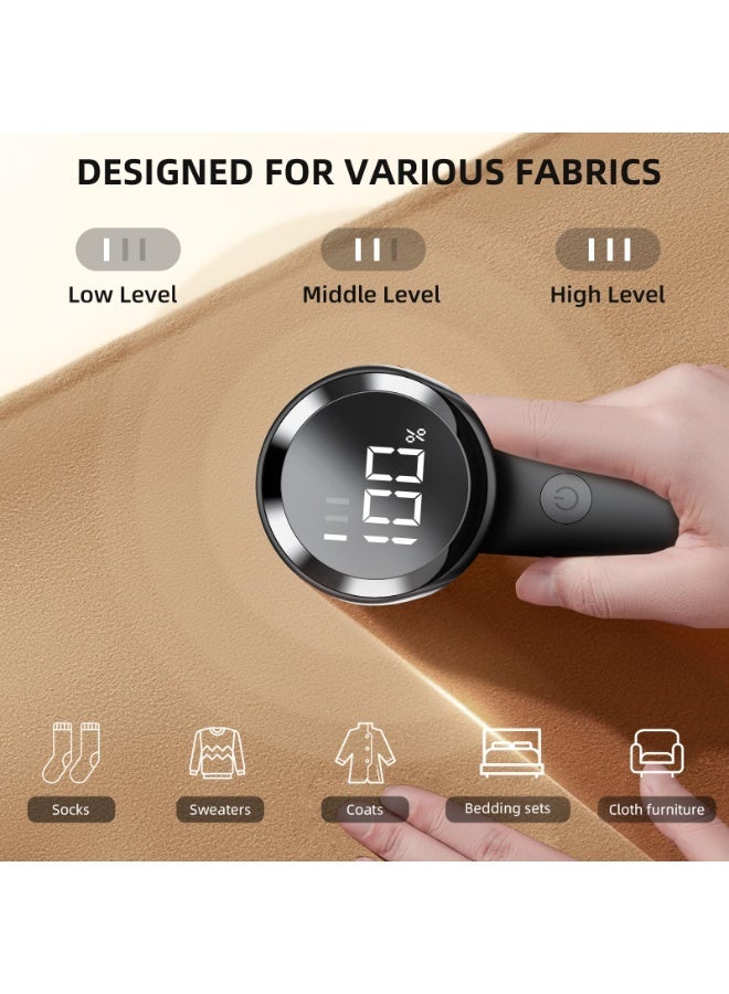 Electric Fabric Shaver Rechargeable Lint Remover, 6 Blade Sweater Defuzzer with LED Display & 3 Speeds, Portable Clothes Fuzz Remover for Clothing, Sofa, Blanket, Upholstery & Furniture - Image 5