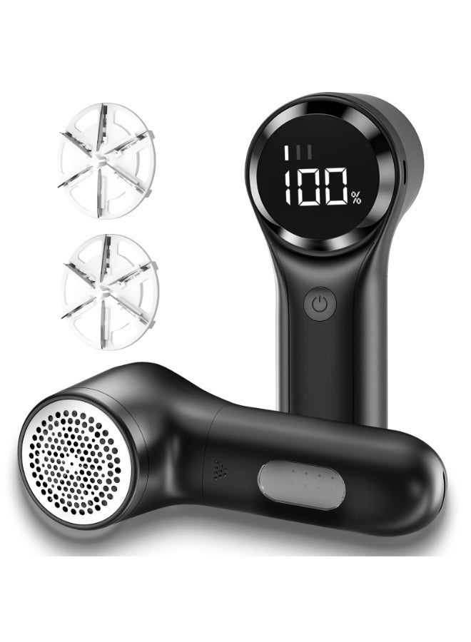 Electric Fabric Shaver Rechargeable Lint Remover, 6 Blade Sweater Defuzzer with LED Display & 3 Speeds, Portable Clothes Fuzz Remover for Clothing, Sofa, Blanket, Upholstery & Furniture - Image 1