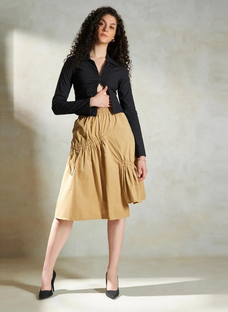 Virgio VIRGIO 100% Cotton Ruched Crop Shirt