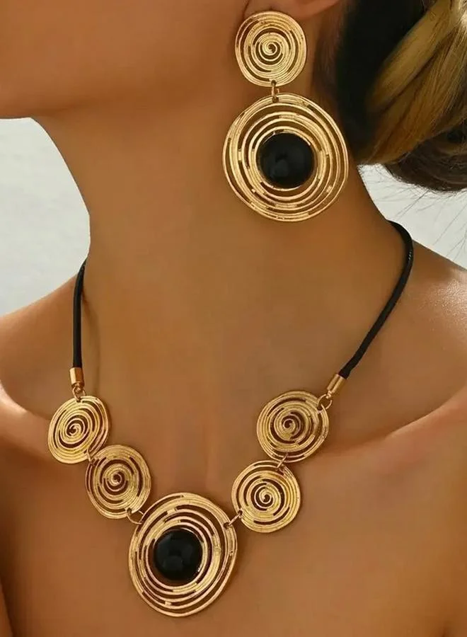 Take Two Take Two Gold Tone Spiral Necklace and Earrings Jewelry Set