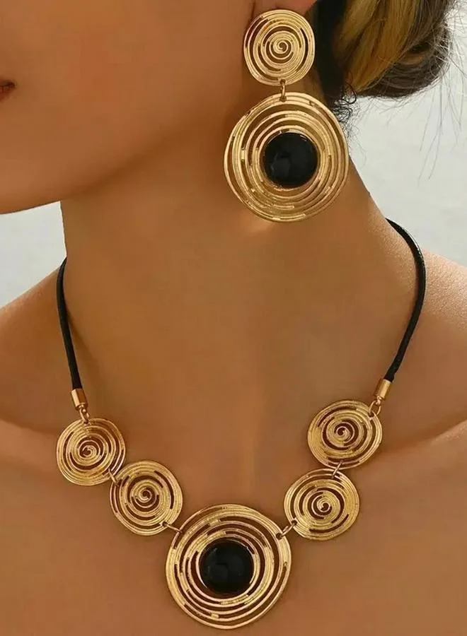 Take Two Take Two Gold Tone Spiral Necklace and Earrings Jewelry Set