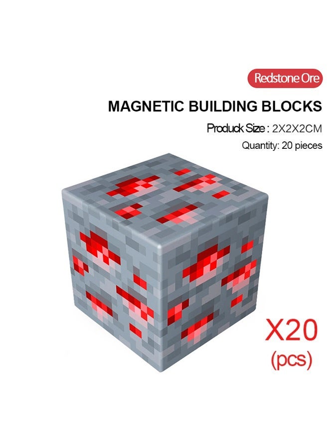 ماين كرافت 20 قطعة مكعبات مغناطيسية لبناء شخصيات ماينكرافت، ألعاب تركيبية قابلة للتكديس - Image 1