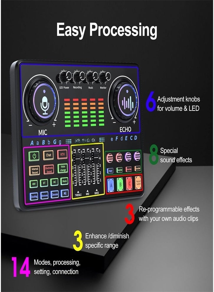 Professional 48V live sound card, mobile phone sound card, dedicated for Tiktok live singing, music mixer  - Image 2