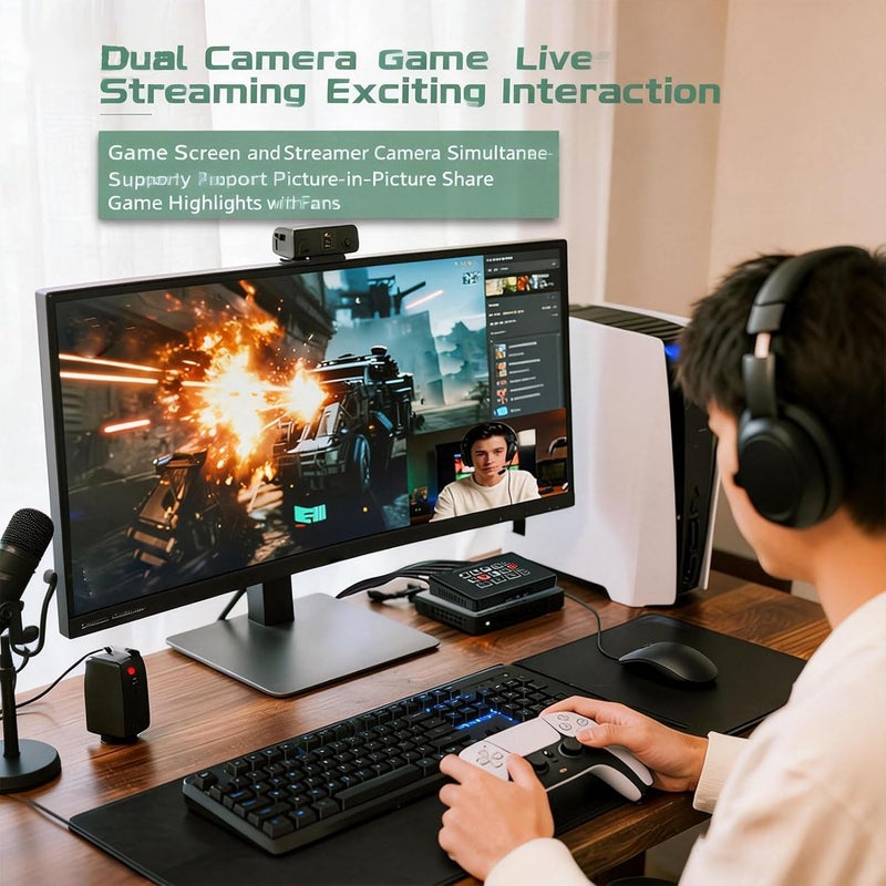 VBESTLIFE Video Switcher for Live Streaming, Dual 1080P HDMI Input Capture Card, USB C 3.0 HDMI Switcher Low Latency, for OBS, for Gaming Console - Image 5