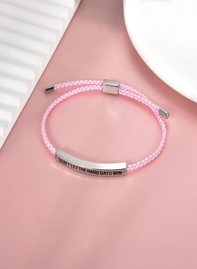 CANDYFANCY Motivational Tube Bracelet for Women Men Dont Let Hard Day Win Adjustable Handmade Braided Wrap Stainless Steel for Pink White Inspirational Braided Gifts Jewelry - Image 5
