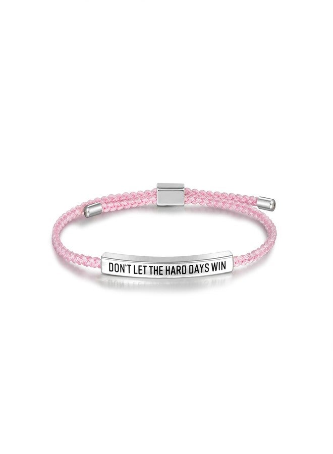 CANDYFANCY Motivational Tube Bracelet for Women Men Dont Let Hard Day Win Adjustable Handmade Braided Wrap Stainless Steel for Pink White Inspirational Braided Gifts Jewelry - Image 1