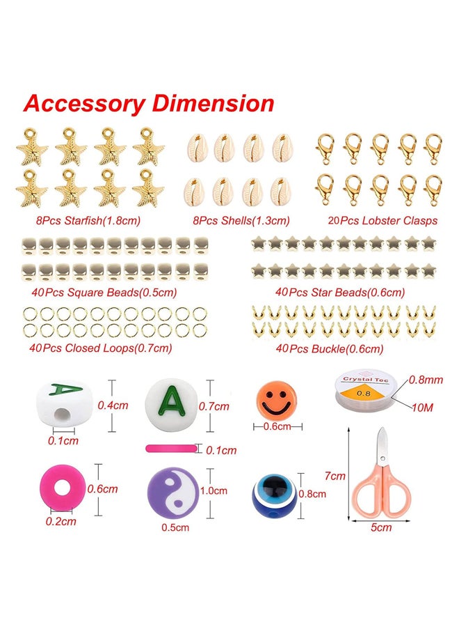7200pcs Clay Beads, Clay Beads for Jewelry Making, Flat Beads with Round Beads and Letter Beads for Bracelet Making, Polymer Kai Beads for Jewelry Making, Chain and Crafts, Heishi Beads - Image 3