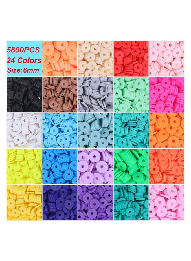 7200pcs Clay Beads, Clay Beads for Jewelry Making, Flat Beads with Round Beads and Letter Beads for Bracelet Making, Polymer Kai Beads for Jewelry Making, Chain and Crafts, Heishi Beads - Image 2