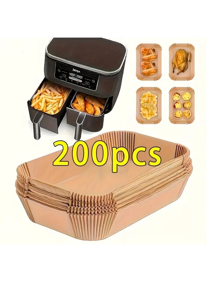 50 Pieces Rectangular Air Fryer Liners Non Stick Parchment Paper Disposable Oil Proof Waterproof Fit for Dual Air Fryer Easy Clean Kitchen Accessory - Image 1