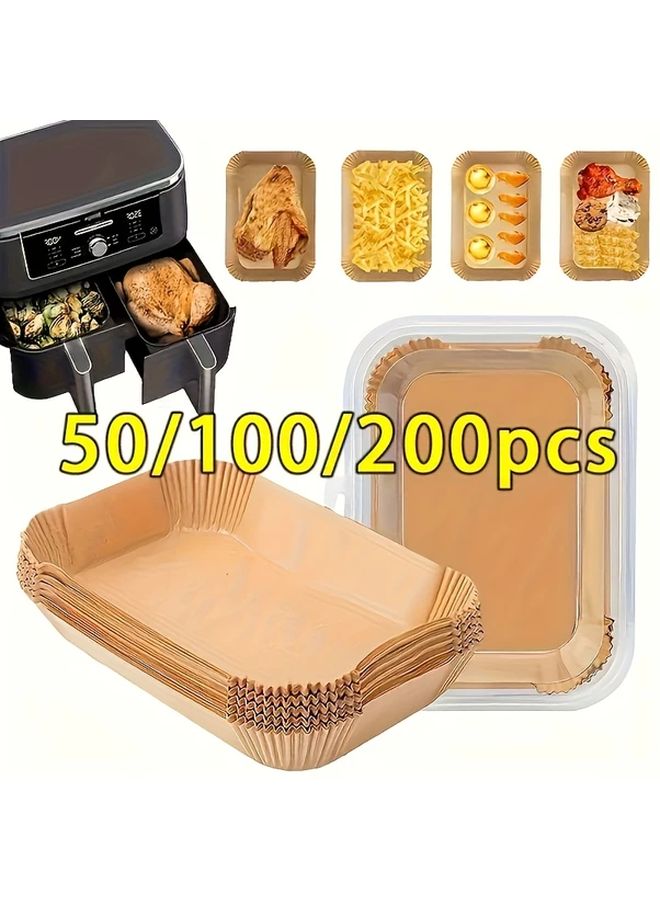 50 Pieces Rectangular Air Fryer Liners Non Stick Parchment Paper Disposable Oil Proof Waterproof Fit for Dual Air Fryer Easy Clean Kitchen Accessory - Image 2