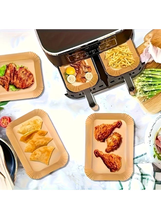 50 Pieces Rectangular Air Fryer Liners Non Stick Parchment Paper Disposable Oil Proof Waterproof Fit for Dual Air Fryer Easy Clean Kitchen Accessory - Image 4