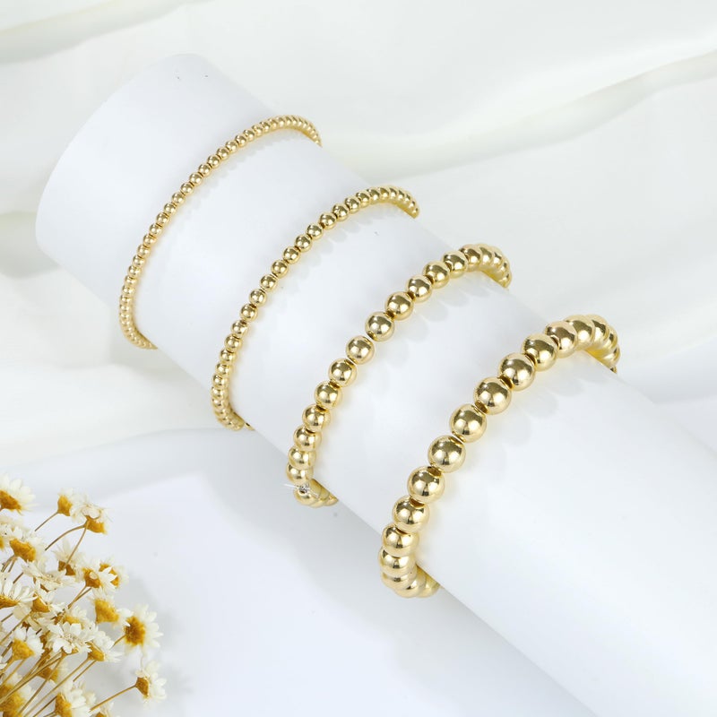 Monigte 1100 Pcs Smooth Round Beads - 3/4/6/8mm Gold Spacer Loose Ball Bead Kits for Bracelet Jewelry Making - Image 4