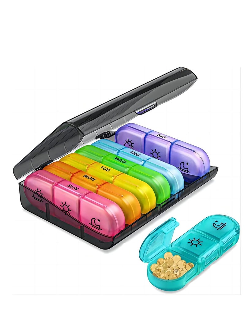 Pill Organizer 3 Times a Day, Large Weekly Pill Case 7 Day, Daily Pill Box with 21 Compartments, Pill Dispenser Supplement Holder for Pills/Vitamin/Fish Oil - Image 1