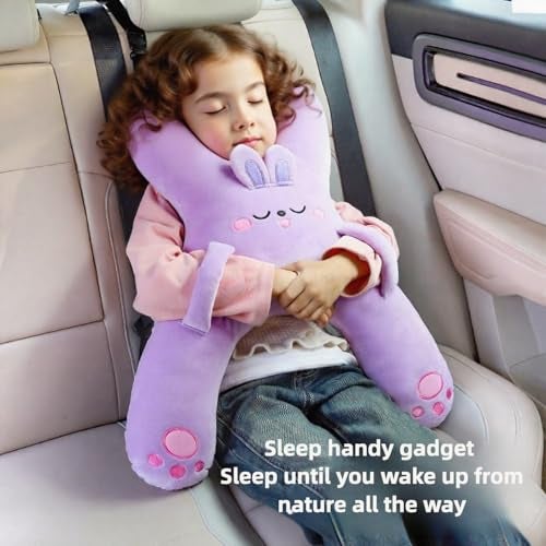 WASTROYAL Car Pillow for Travel – Animal-Themed Car Seat Cushion with Safety Belt Protector – 4 Cute Styles: Pig, Dog, Rabbit, Panda (Dog) - Image 4