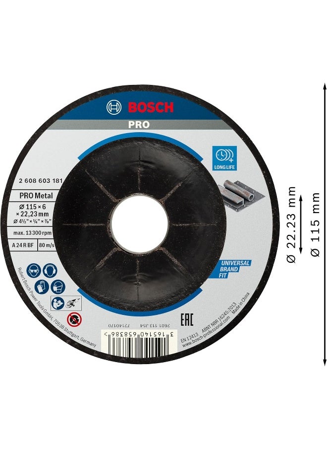 BOSCH Bosch 2608603181 Standard For Metal Grinding Disc With Depressed Centre, 115Mm Ø, 22.23Mm X 6.0Mm  - Image 2