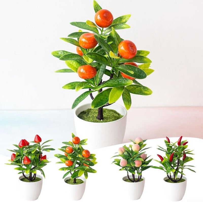 Artificial Bonsai Potted Plant 22x18cm Plastic Fake False Flower Decor for Home Bedroom Garden Wedding Party Office Restaurant Shop Courtyard(#1) - Image 4
